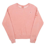 CHAMPION REVERSE WEAVE Womens Pink Cotton Blend Crew Neck Sweatshirt S Logo
