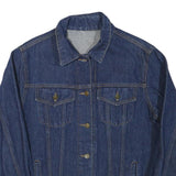 Womens Blue Cotton Blend Denim Jacket M Button Closure Classic Plain