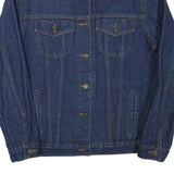 Womens Blue Cotton Blend Denim Jacket M Button Closure Classic Plain