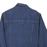 Womens Blue Cotton Blend Denim Jacket M Button Closure Classic Plain