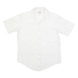 ARROW Mens White Shirt M Polyester Short Sleeve Button Front Casual