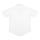 ARROW Mens White Shirt M Polyester Short Sleeve Button Front Casual