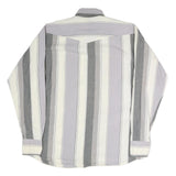 PANHANDLE SLIM Mens Grey & White Striped Cotton Shirt XL Button Down Casual