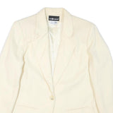 SAG HARBOR Womens White Wool Blazer Jacket UK 14 Single Button Plain Classic