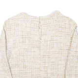 ZARA BASIC Womens Cream Patterned Jumper Crew Neck Basic Knit XS Elegant Style