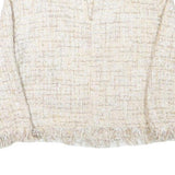 ZARA BASIC Womens Cream Patterned Jumper Crew Neck Basic Knit XS Elegant Style