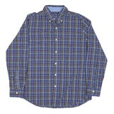 CHAPS Mens Blue Check Shirt M Button-Down Collar Long Sleeve Casual Cotton Blend