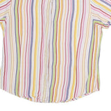 INVISTA Womens White & Pink Striped Shirt L Cotton Blend Short Sleeve Button
