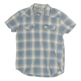 WRANGLER Mens Blue & Cream Check Shirt M Cotton Casual Western Short Sleeve