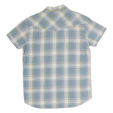 WRANGLER Mens Blue & Cream Check Shirt M Cotton Casual Western Short Sleeve