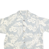 CARIBBEAN Mens Grey & Cream Floral Silk Blend Shirt XL Tropical Lightweight