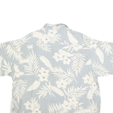 CARIBBEAN Mens Grey & Cream Floral Silk Blend Shirt XL Tropical Lightweight