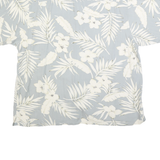 CARIBBEAN Mens Grey & Cream Floral Silk Blend Shirt XL Tropical Lightweight