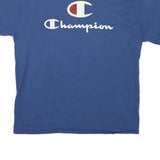 CHAMPION Mens Blue Graphic T-Shirt L Short Sleeve Crew Neck Cotton Blend Casual