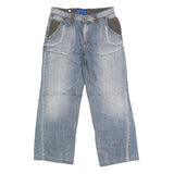 HIH JEANS Mens Regular Fit Straight Blue Denim Light W32 L29 Cotton Blend Zip