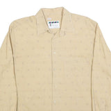 RENOIR Mens Beige Shirt L Long Sleeve Button Polyester Blend Casual Smart