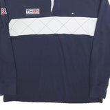 TOMMY HILFIGER Mens Navy & White TH85 Long Sleeve Quilted Polo Shirt M Classic
