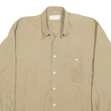 CITY SHIRT Mens Beige Shirt M Embroidered Pocket Floral Design Long Sleeve