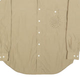 CITY SHIRT Mens Beige Shirt M Embroidered Pocket Floral Design Long Sleeve