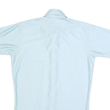 QIANA Mens Blue Plain Nylon Shirt XS Short Sleeve Button Casual Pocket