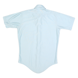 QIANA Mens Blue Plain Nylon Shirt XS Short Sleeve Button Casual Pocket