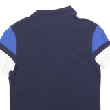 LACOSTE Mens Navy Blue White & Royal Blue Short Sleeve Colourblock M Cotton