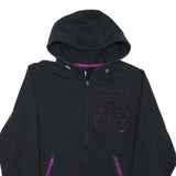 NIKE Womens Black Hoodie M Cotton Blend Full Zip Fitness Casual Sweatshirt