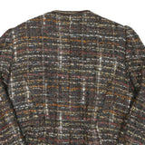 Womens Brown Wool Blend Button Jacket Tweed Textured Classic M
