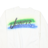 DISCUS Mens White Crew Neck L Doherty Jennifer Airbrush Graphic Sweatshirt