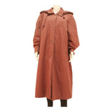 Womens Rust Button Cotton Blend Long Sleeve Coat XL Plain Hooded Casual Jacket