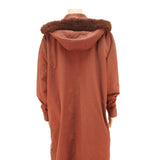 Womens Rust Button Cotton Blend Long Sleeve Coat XL Plain Hooded Casual Jacket
