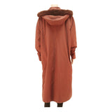 Womens Rust Button Cotton Blend Long Sleeve Coat XL Plain Hooded Casual Jacket