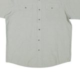 WRANGLER Mens Grey Cotton Blend Shirt L Casual Button Pocket Short Sleeve