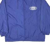 LETS GO Mens Blue Button Jacket L Polyester Blend Plain Casual Outerwear