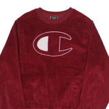 CHAMPION Mens Red Cotton Blend Crew Neck M Embroidered Logo Sweatshirt