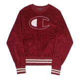 CHAMPION Mens Red Cotton Blend Crew Neck M Embroidered Logo Sweatshirt