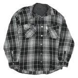 NATURE Mens Black & Grey Check Shirt XL Button Front Long Sleeve Casual