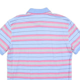 TOMMY HILFIGER Mens Blue & Pink Striped Short Sleeve Polo Shirt L Cotton Blend