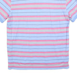 TOMMY HILFIGER Mens Blue & Pink Striped Short Sleeve Polo Shirt L Cotton Blend