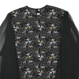 Womens Black & Gold Printed Blouse Long Sleeve Round Neck XL Elegant Top