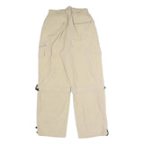 Mens Relaxed Beige Polyester Blend Cargo Trousers W26 L29 Zip Pockets Casual