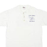 ONEITA Mens White Lady Zebra Softball Polo T-Shirt L Short Sleeve Crew Neck