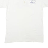 ONEITA Mens White Lady Zebra Softball Polo T-Shirt L Short Sleeve Crew Neck