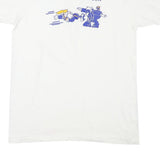 ONEITA Mens White Lady Zebra Softball Polo T-Shirt L Short Sleeve Crew Neck