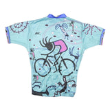 Kucharik Womens Blue Cycling Graphic Zip Front T-Shirt M Short Sleeve Crew Neck