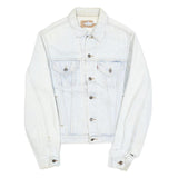 LEVI'S Womens White Denim Cotton Jacket XS Button Front Classic Fit Distressed