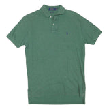 POLO RALPH LAUREN Mens Green Short Sleeve Plain S Polo Shirt Cotton Blend