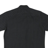 QUICKSILVER Mens Black & Grey Striped Shirt M Cotton Blend Casual Button Collar
