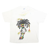 HANES Mens White XL Graphic T-Shirt Short Sleeve Crew Neck Cotton Blend Casual