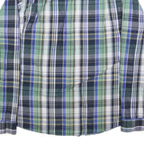 BENCH Mens Blue Green Check Shirt M Cotton Blend Casual Long Sleeve